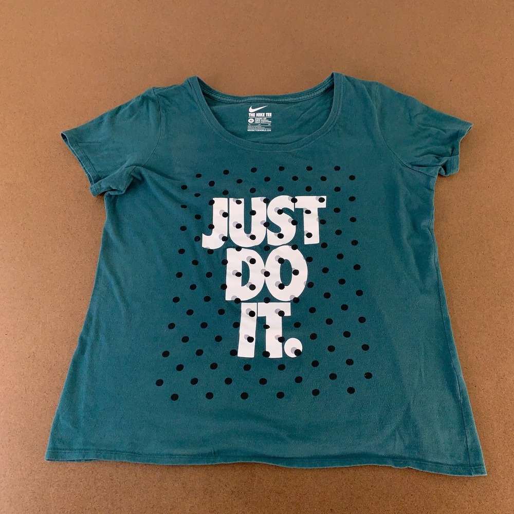 Nike Women's Size XL Athletic Cut Green Just Do It graphic Short SleeveTee